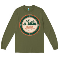 Army Green Glacier National Park Long Sleeve Tee - minhPixels