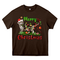 Chocolate Brown maine coon cat merry christmas Heavy Core Tee - LillyAllenDesigns