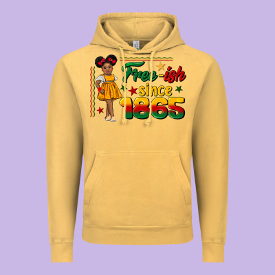 Free Ish Since 1865 Black Girl Peekaboo Juneteenth Vintage Hoodie Designed By Cowgirlartshop