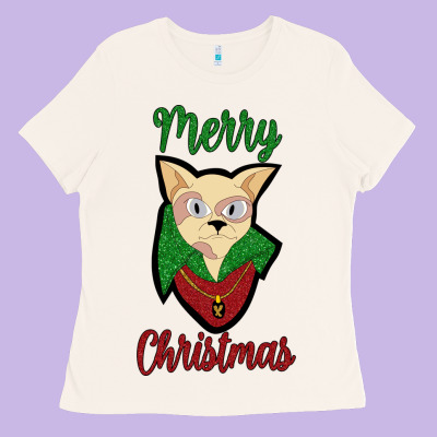 Merry Christmas Cat Ladies Tee Designed By Bettercallsaul