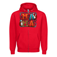 Red Bowling mama leopard frame Mother's Day Zipper Hoodie - LillyAllenDesigns