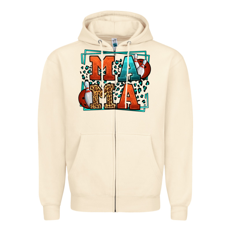 Bowling Mama Leopard Frame Mother's Day Zipper Hoodie by LillyAllenDesigns | Teevron