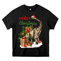 Black merry christmas brachiosaurus Heavy Core Tee - LillyAllenDesigns