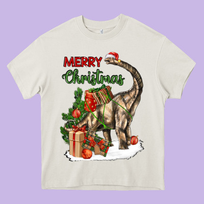 Merry Christmas Brachiosaurus Heavy Core Tee Designed By Lillyallendesigns