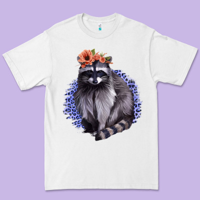 Raccoon With Flowers Premium Tee Designed By Bettercallsaul