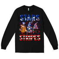 Black Stars and stripes gnomes 4th of july Long Sleeve Tee - CowGirlArtShop