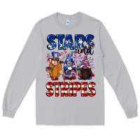 Moon Dust Stars and stripes gnomes 4th of july Long Sleeve Tee - CowGirlArtShop