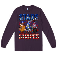 Plum Stars and stripes gnomes 4th of july Long Sleeve Tee - CowGirlArtShop