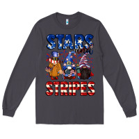 Smoke Stars and stripes gnomes 4th of july Long Sleeve Tee - CowGirlArtShop