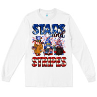 White Stars and stripes gnomes 4th of july Long Sleeve Tee - CowGirlArtShop