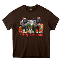 Chocolate Brown merry christmas baby sheeps Heavy Core Tee - LillyAllenDesigns