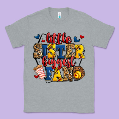 Little Sister Biggest Fan Softball Classic Tee Designed By Jasminsmagicworld