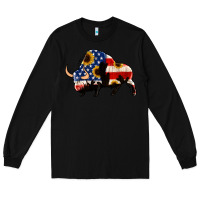 Black american flag bison Long Sleeve Tee - Jasminsmagicworld