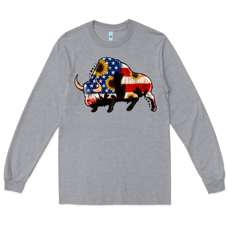 American Flag Bison Long Sleeve Tee by Jasminsmagicworld | Teevron