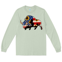 Matcha american flag bison Long Sleeve Tee - Jasminsmagicworld