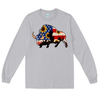 Moon Dust american flag bison Long Sleeve Tee - Jasminsmagicworld