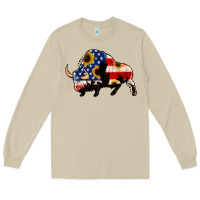 Mushroom american flag bison Long Sleeve Tee - Jasminsmagicworld