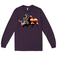 Plum american flag bison Long Sleeve Tee - Jasminsmagicworld