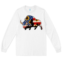 White american flag bison Long Sleeve Tee - Jasminsmagicworld