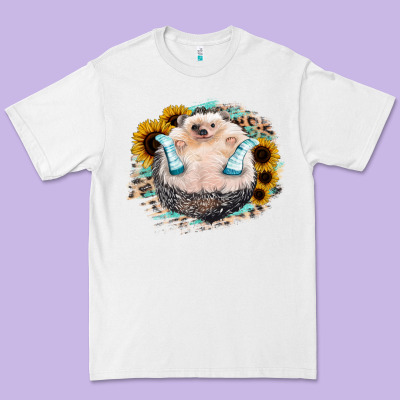 Hedgehog With Sunflower Premium Tee Designed By Bettercallsaul