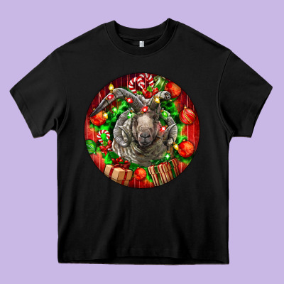Christmas Navajo Churro Sheep Heavy Core Tee Designed By Lillyallendesigns