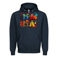 Navy leopard frame firefighter mama Mother's Day Zipper Hoodie - LillyAllenDesigns