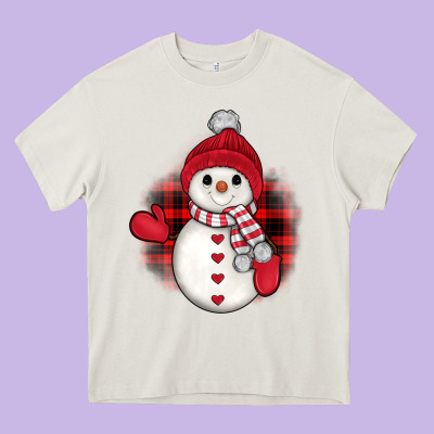 Snowman Christmas Heavy Core Tee Designed By Jahusdesignshop