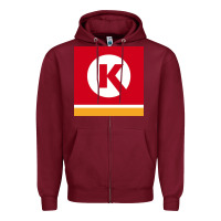 Burgundy Circle K Retail Zipper Hoodie - minhPixels