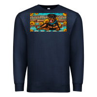 Navy rottweiler with sunflowers license plate Premium Sweatshirt - Artiststas