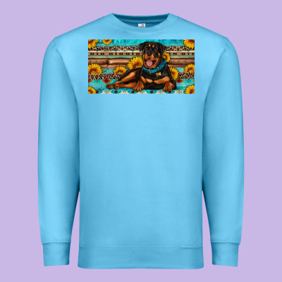 Rottweiler With Sunflowers License Plate Premium Sweatshirt Designed By Artiststas