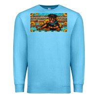 Ocean Blue rottweiler with sunflowers license plate Premium Sweatshirt - Artiststas