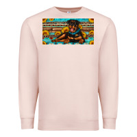 Pale Pink rottweiler with sunflowers license plate Premium Sweatshirt - Artiststas