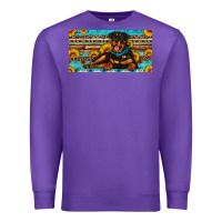 Purple rottweiler with sunflowers license plate Premium Sweatshirt - Artiststas