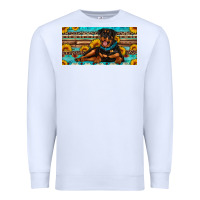 White rottweiler with sunflowers license plate Premium Sweatshirt - Artiststas