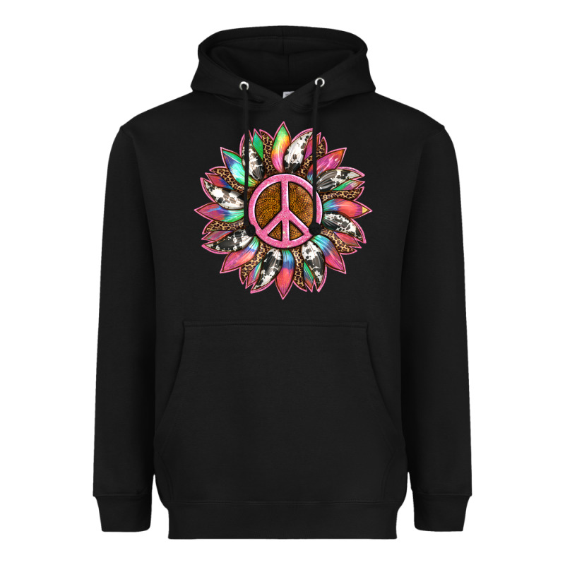 Sunflower And Tie Dye With Peace Sign Heavyweight Hoodie by Artiststas | Teevron