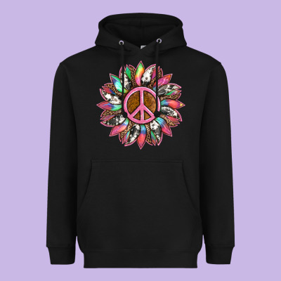 Sunflower And Tie Dye With Peace Sign Heavyweight Hoodie Designed By Artiststas