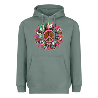 Sage sunflower and tie dye with peace sign Heavyweight Hoodie - Artiststas