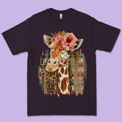 Giraffe With Floral Premium Tee Designed By Bettercallsaul