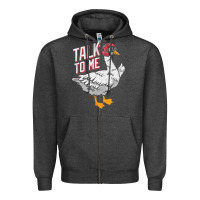 Charcoal Heather Talk To Me- Funny Goose Tee- Funny Goose Gifts Premium Zipper Hoodie - minhPixels