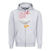Heather Grey Talk To Me- Funny Goose Tee- Funny Goose Gifts Premium Zipper Hoodie - minhPixels