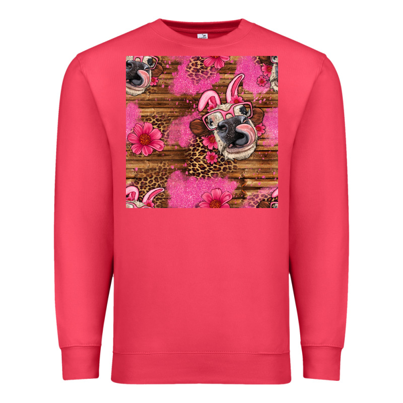 Easter Heifer With Bunny Ears Seamless Pattern Premium Sweatshirt by Artiststas | Teevron
