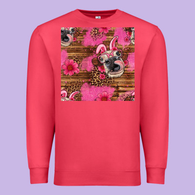 Easter Heifer With Bunny Ears Seamless Pattern Premium Sweatshirt Designed By Artiststas