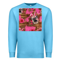 Ocean Blue easter heifer with bunny ears seamless pattern Premium Sweatshirt - Artiststas