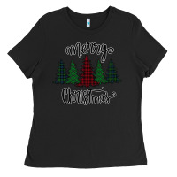 Black Merry Christmas Trees Ladies Tee - Bettercallsaul