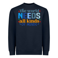Navy The world needs all kinds of minds Heavyweight Sweatshirt - CowhideDigitalArt