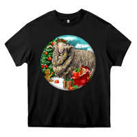 Black christmas merino wool sheep Heavy Core Tee - LillyAllenDesigns