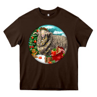 Chocolate Brown christmas merino wool sheep Heavy Core Tee - LillyAllenDesigns