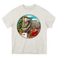 Cream christmas merino wool sheep Heavy Core Tee - LillyAllenDesigns
