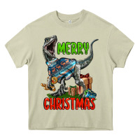 Mossy merry christmas velociraptor Heavy Core Tee - LillyAllenDesigns