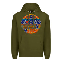 Army Green african fabric pattern round earrings Premium Hoodie - BundleAndBundleShop